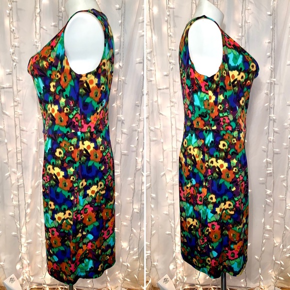 CALVIN KLEIN ⭐️ Primary Color Floral Sleeveless Cowl Neck Dress - Picture 5 of 8